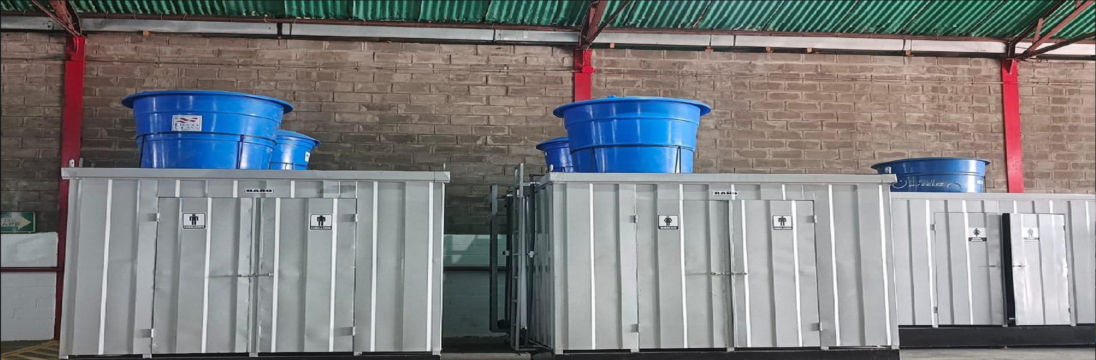 Industrial sanitary units prepared in a workshop